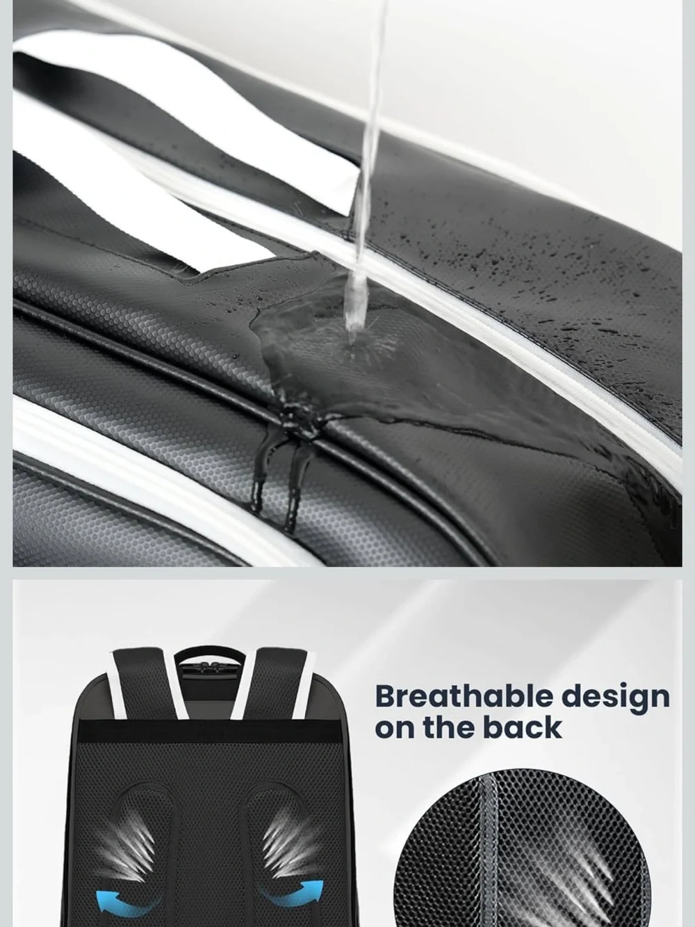 Black and White Men’s Sports and Tennis Bag